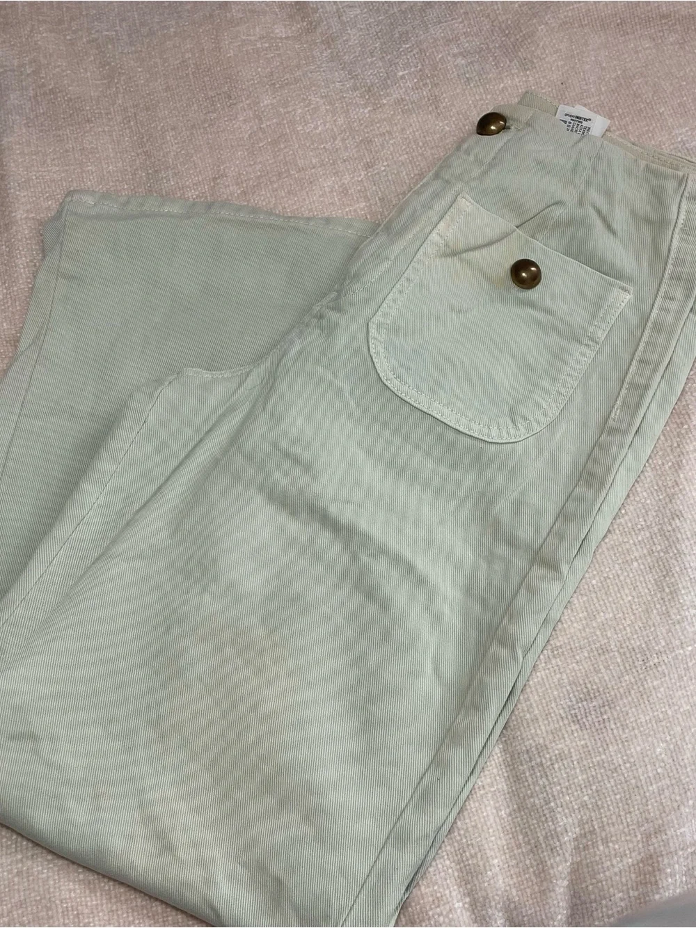 Zara Woman Mint Green Wide-Leg Jeans Front Patch pockets size 2 100% cotton - Picture 8 of 12